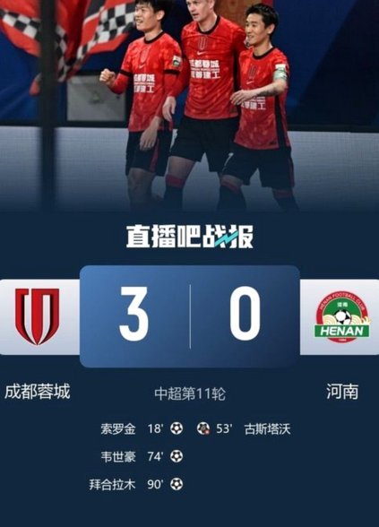 蓉城3-0力破河南，胜局已定